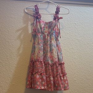 Jona Michelle Pink and Blue Floral Kids Dress